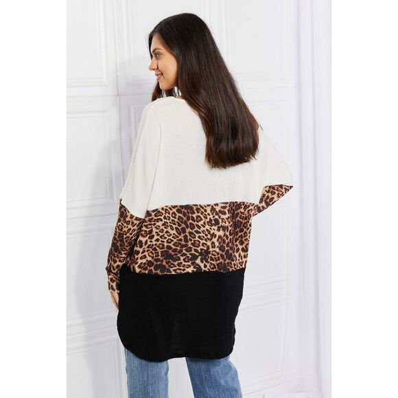 Culture Code Paws For Effect Leopard Color Block Top - Picture 2 of 5